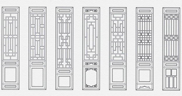 宿豫常用中式仿古花窗图案隔断设计图